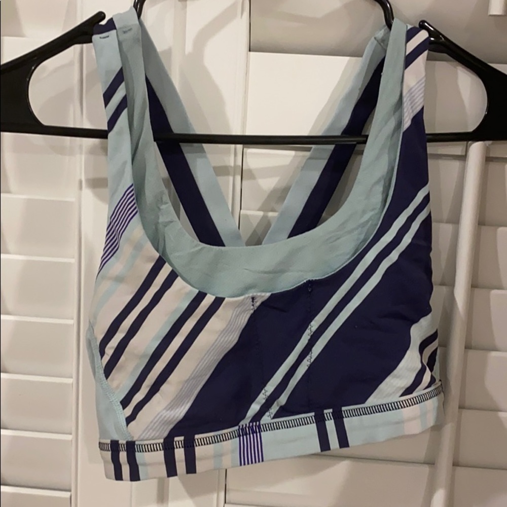 Blue and White Striped Lululemon Sports Bra